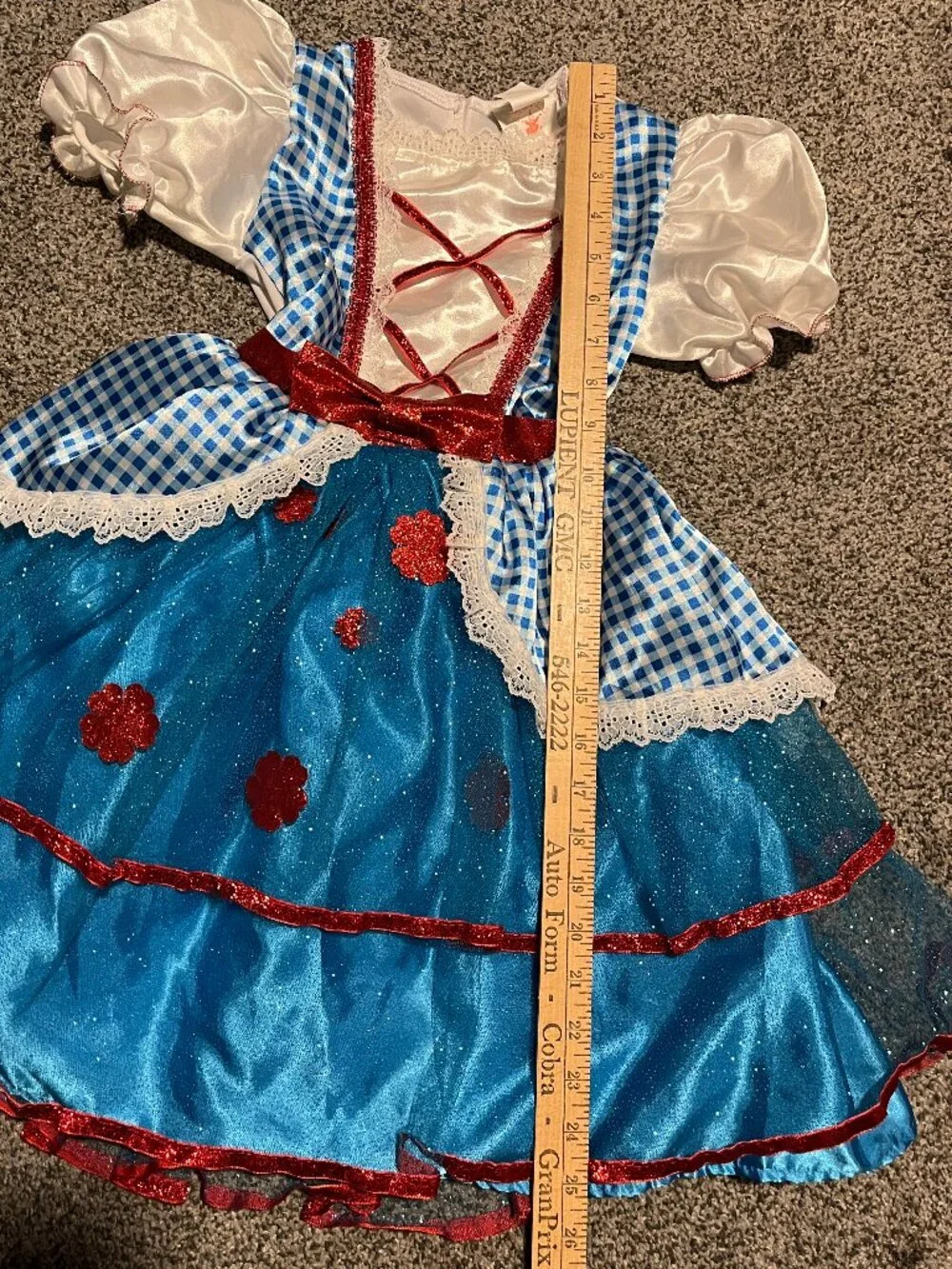 Rubies Wizard of Oz Dorothy Halloween Costume Sm Gingham Tulle Glitter Poppies